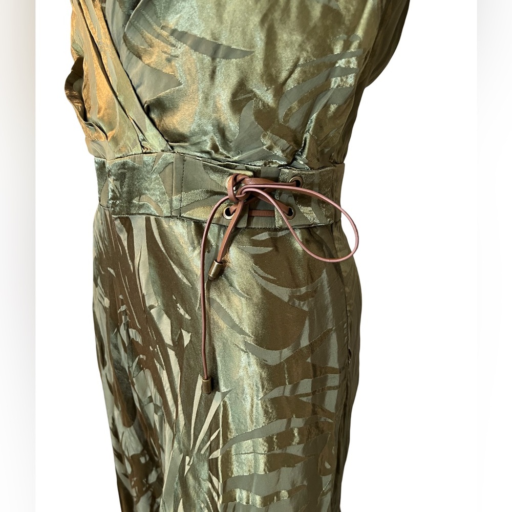 Ralph Lauren Size 6 NWT Olive Green Palm Leaf Sleeveless Midi Dress (0431) - Picture 6 of 13